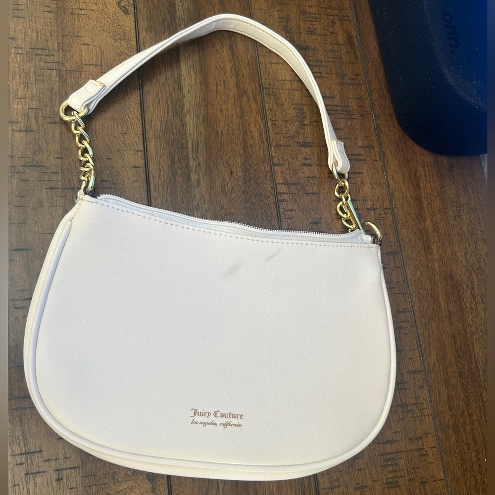 Juicy Couture White Shoulder Bag with Gold Accents
